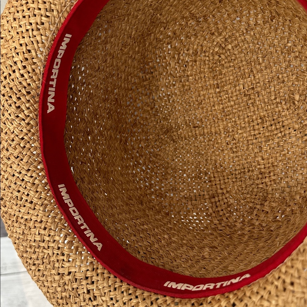 Importina Straw Hat with Brown Blue Flower Accent - Picture 3 of 11